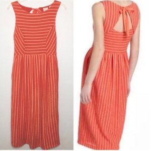 Anthropologie Postmark Orange Striped Midi Dress with Pockets!!